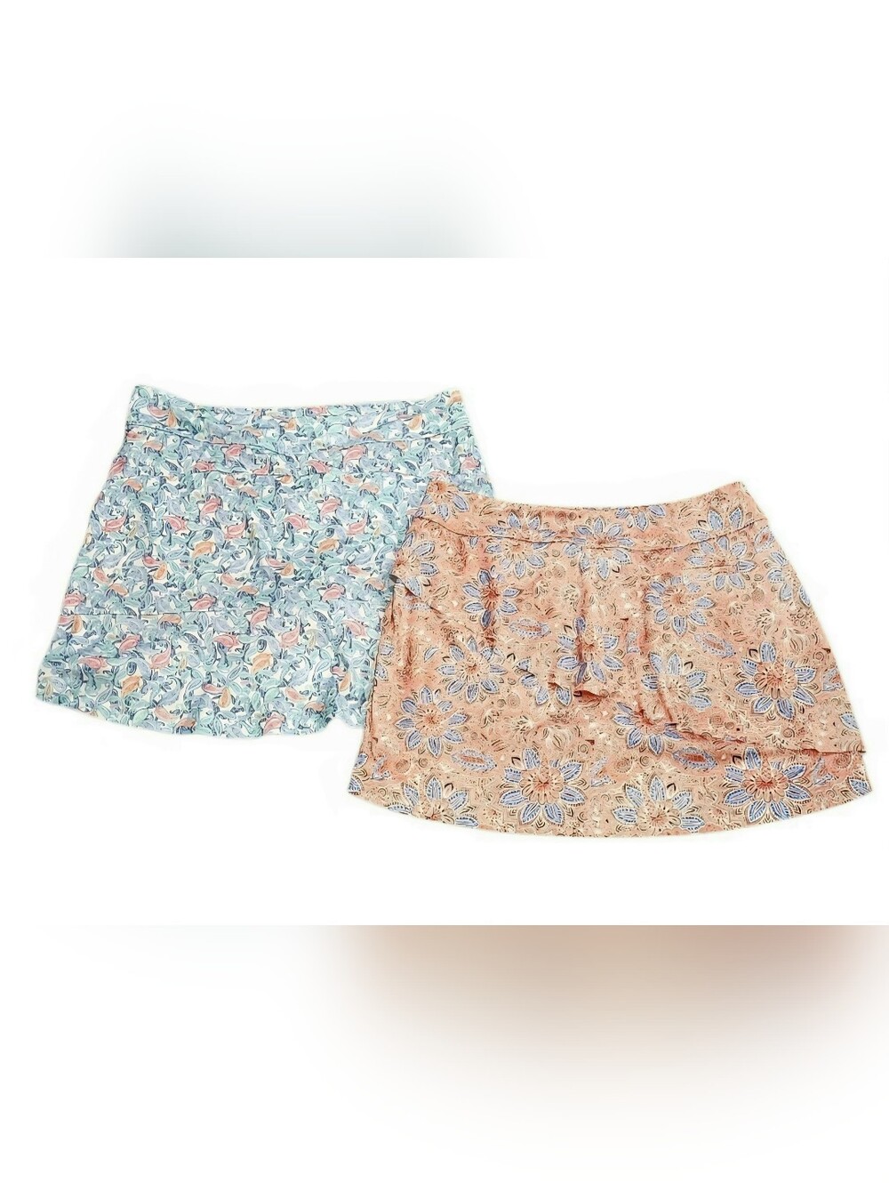 Bundle Greg Norman Collection Floral Circle Skirts in Peach & Light Blue - Picture 3 of 14